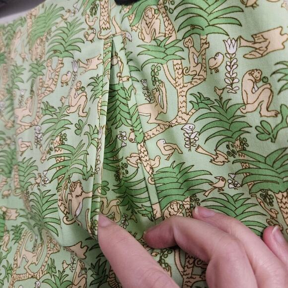 TIBI HYLAND Green Tropical Print Monkey Mini Skirt Size 6 - Picture 4 of 8